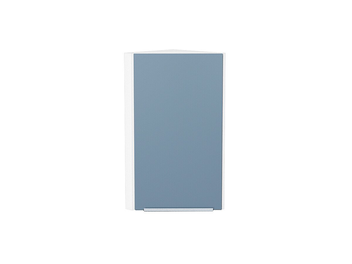 Шкаф верхний торцевой Фьюжн Silky Blue Белый 716*300*306