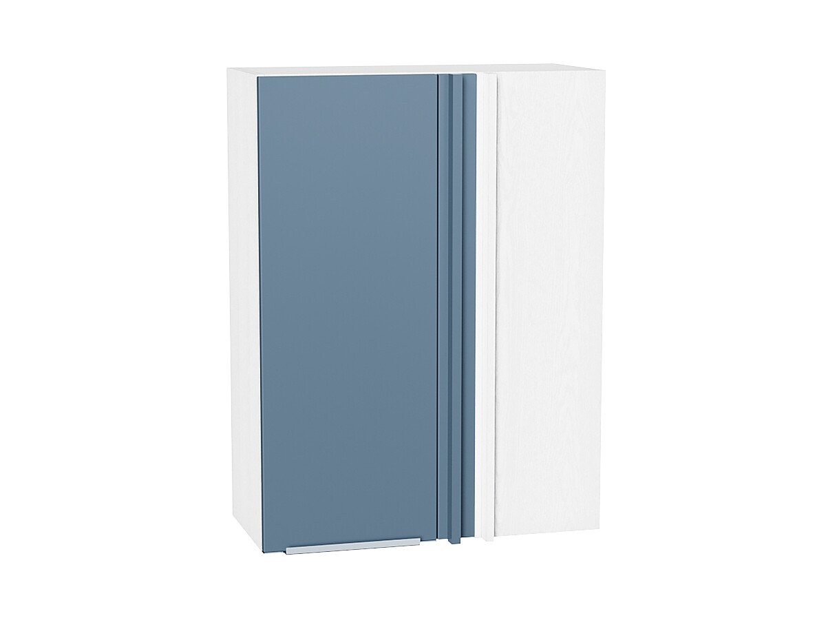 Шкаф верхний прямой угловой Фьюжн Silky Blue Белый 920*700*345