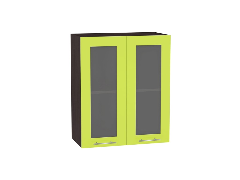 Шкаф верхний с 2-мя остекленными дверцами Валерия-М В 600 Лайм глянец-Венге
