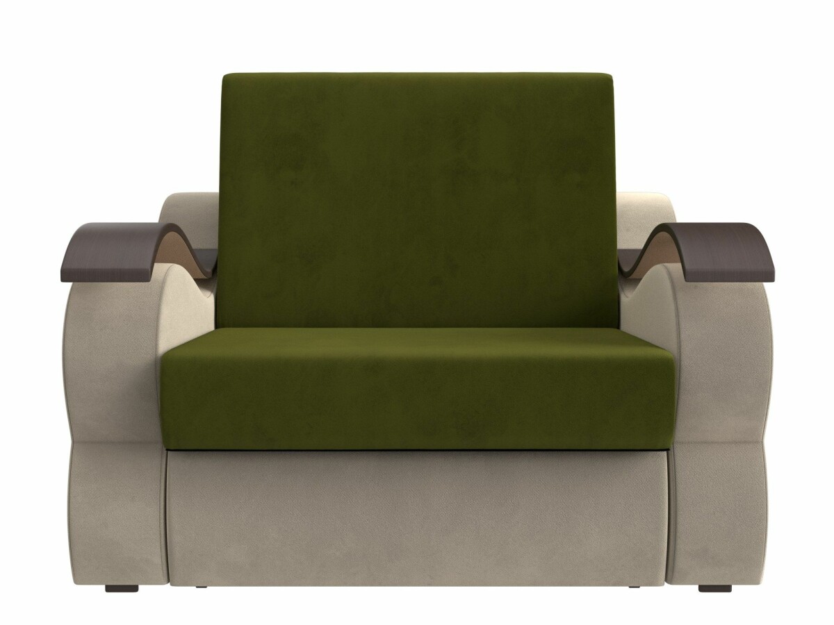 Прямой диван-аккордеон Меркурий 100 Микровельвет Зеленый Бежевый