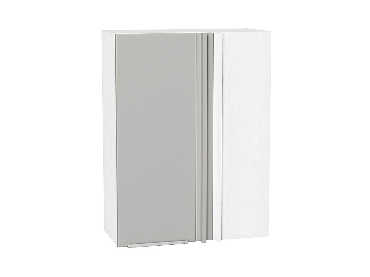 Шкаф верхний прямой угловой Фьюжн Silky Light Grey  Белый 920*700*345