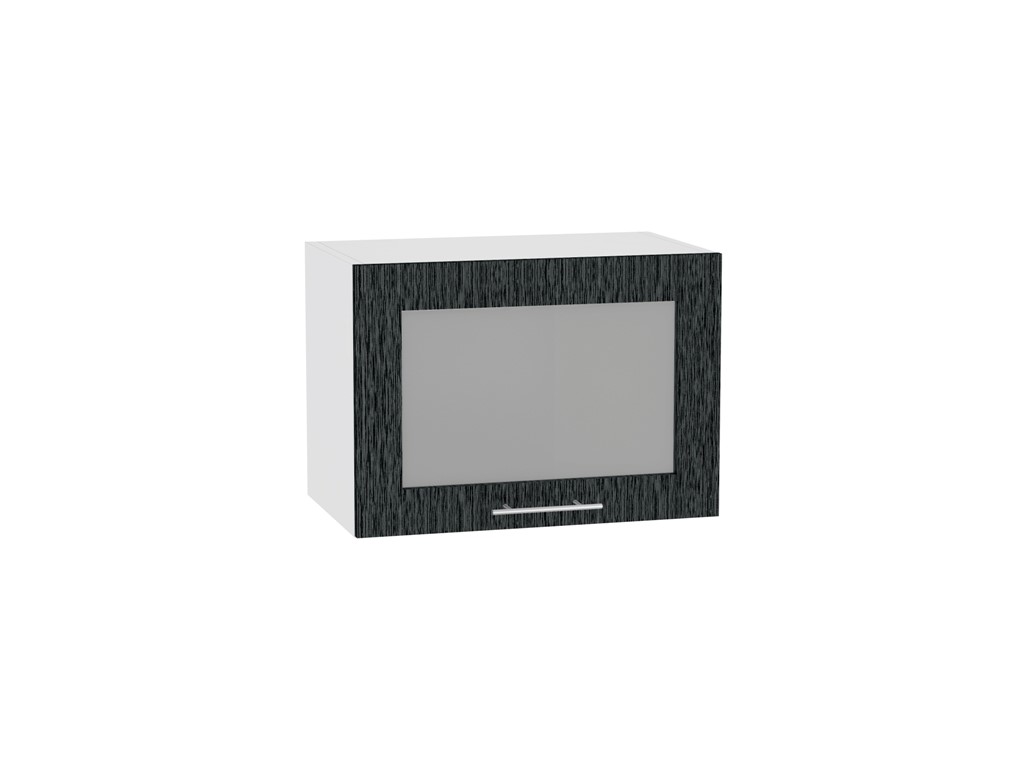 Шкаф верхний горизонтальный остекленный Валерия-М ВГ 500 Черный металлик дождь-Белый