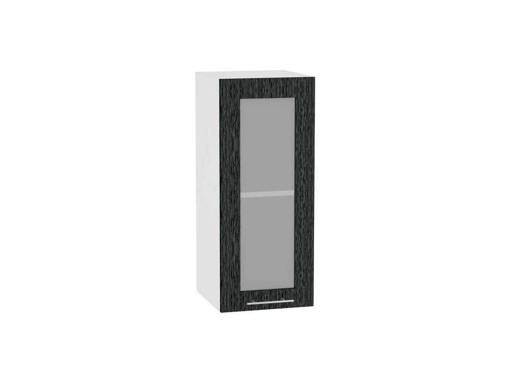 Шкаф верхний с 1-ой остекленной дверцей Валерия-М В 300 Черный металлик дождь-Белый