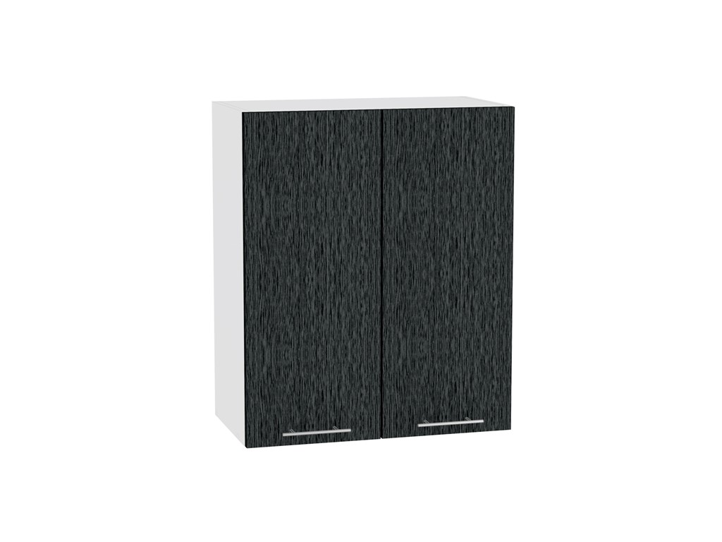 Шкаф верхний с 2-мя дверцами Валерия-М В 600 Черный металлик дождь-Белый