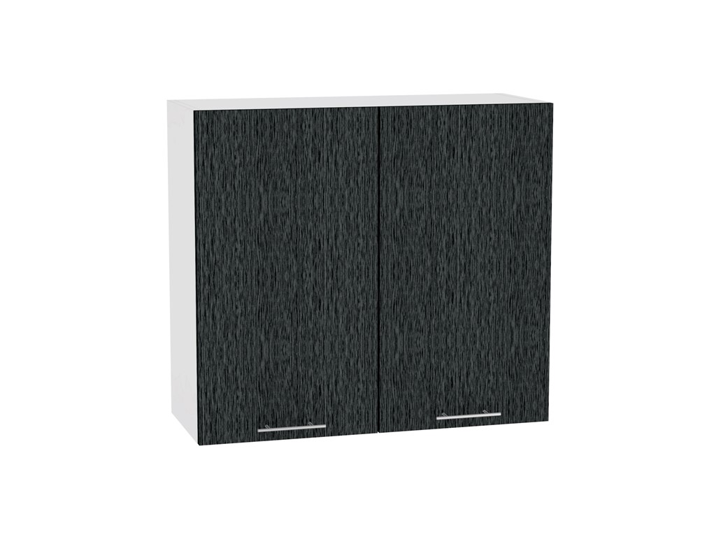 Шкаф верхний с 2-мя дверцами Валерия-М В 800 Черный металлик дождь-Белый