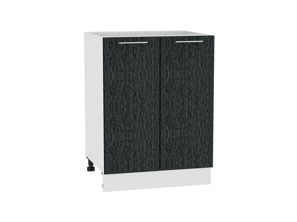 Шкаф нижний с 2-мя дверцами Валерия-М Н 600 Черный металлик дождь-Белый