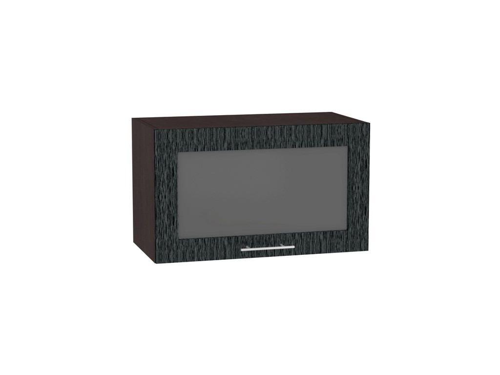 Шкаф верхний горизонтальный остекленный Валерия-М ВГ 600 Черный металлик дождь-Венге