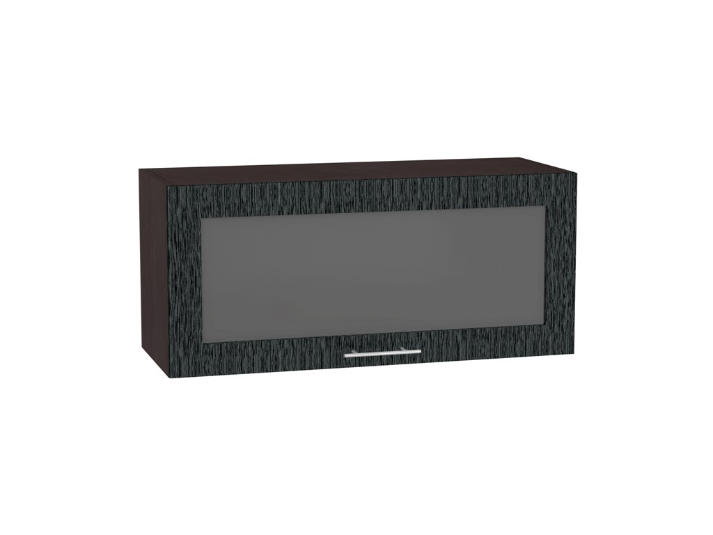 Шкаф верхний горизонтальный остекленный Валерия-М ВГ 800 Черный металлик дождь-Венге