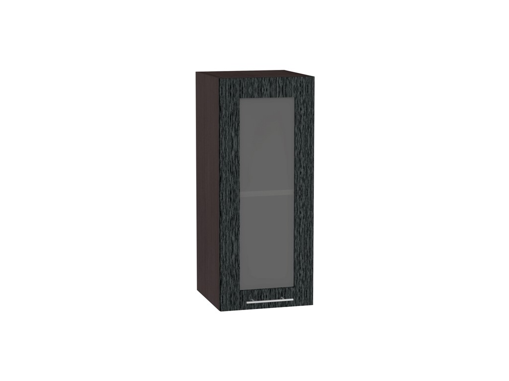 Шкаф верхний с 1-ой остекленной дверцей Валерия-М В 300 Черный металлик дождь-Венге