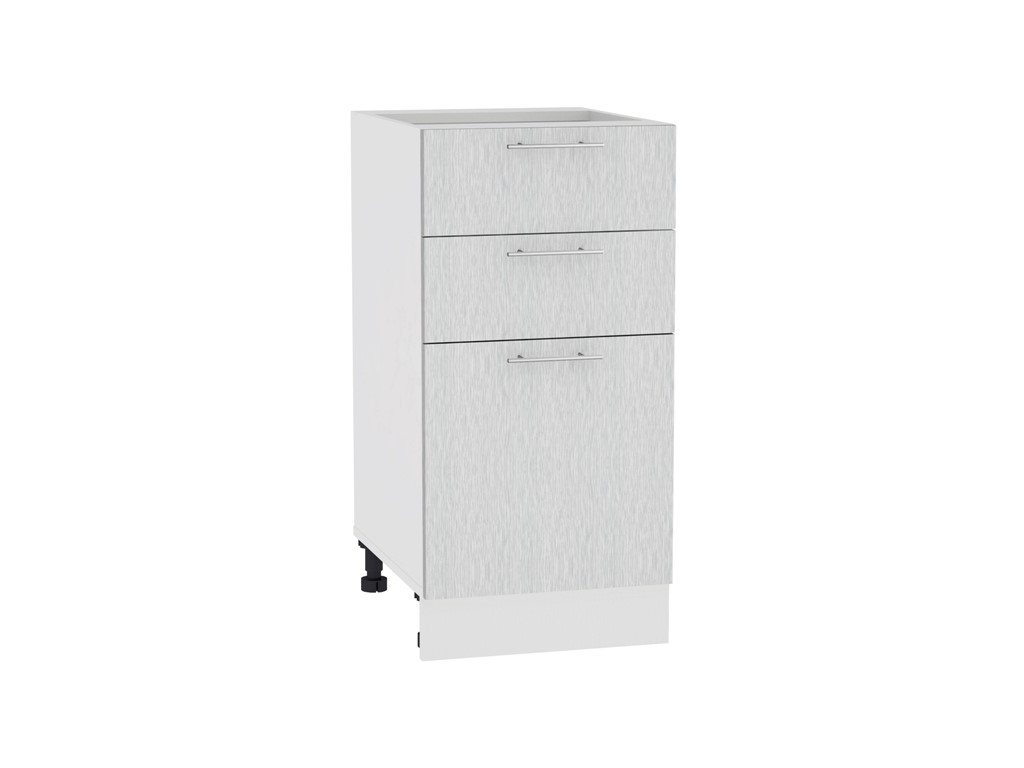 Шкаф нижний с 3-мя ящиками Валерия-М Н 403 Серый металлик дождь-Белый
