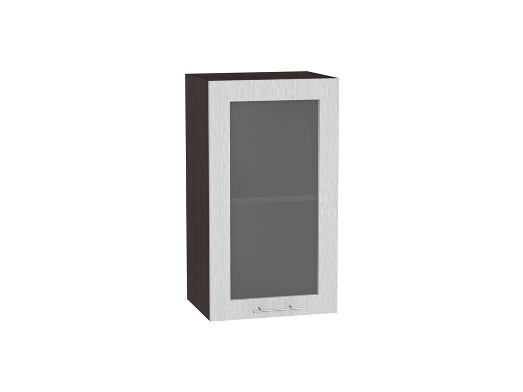 Шкаф верхний с 1-ой остекленной дверцей Валерия-М В 400 Серый металлик дождь-Венге