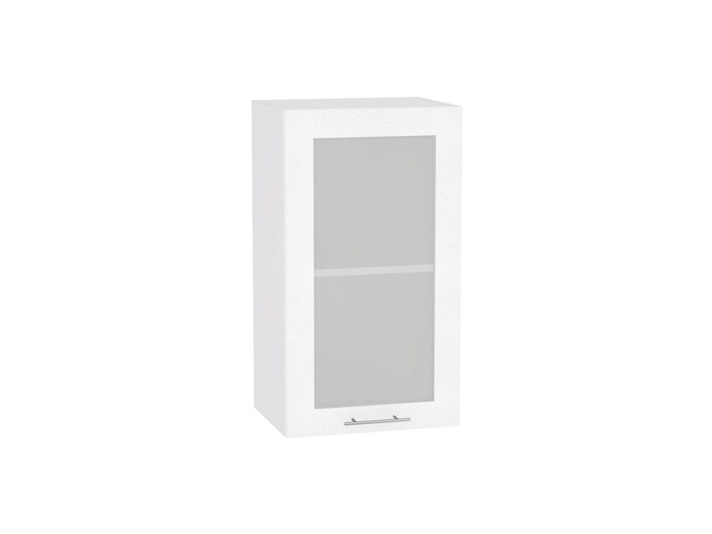 Шкаф верхний с 1-ой остекленной дверцей Валерия-М В 400 Белый металлик-Белый