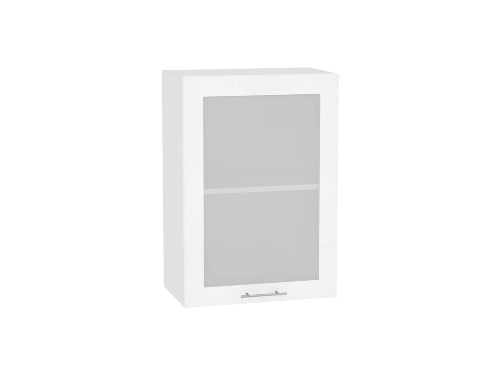 Шкаф верхний с 1-ой остекленной дверцей Валерия-М В 500 Белый металлик-Белый