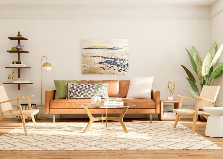 Дизайн интерьера гостиной в стиле mid-century modern