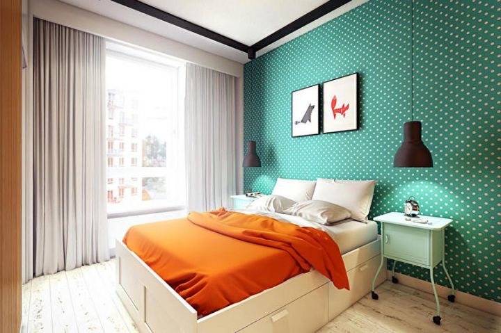 Как использовать бирюзовый цвет в интерьере спальни