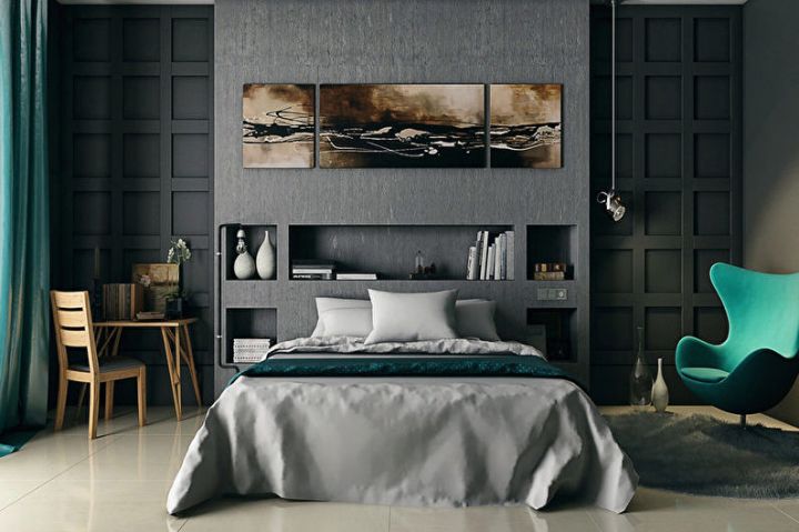 Бирюзовая спальня: интерьер и дизайн и правила сочетания на фото