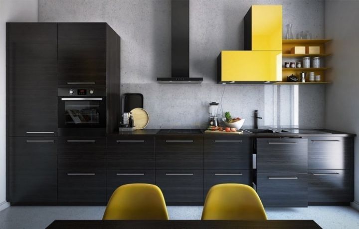 Черно желтая кухня - 66 фото