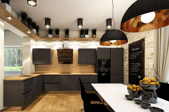 2. Чёрная кухня в различных стилях от классики до современности