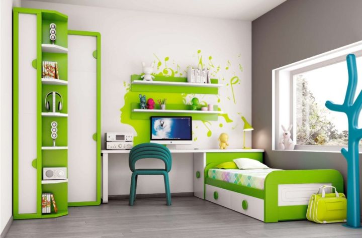 Зеленая детская комната: 30 правил сочетания цвета на фото
