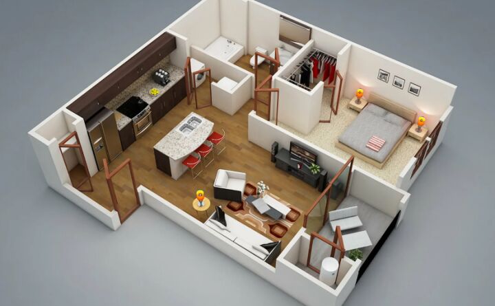 Заказать индивидуальный дизайн-проект интерьера евро двухкомнатной квартиры - ReRooms
