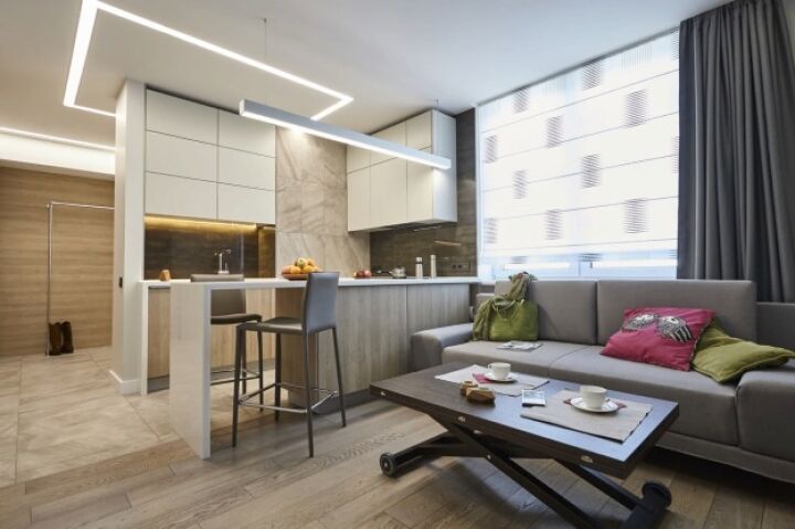 Планировка и дизайн кухни гостиной 16 кв. м