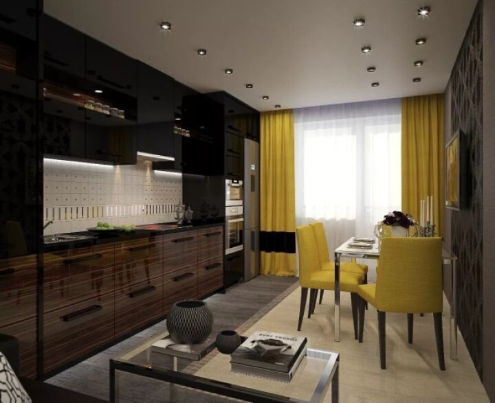 Дизайн кухни-гостиной 16 квадратных метров с фото