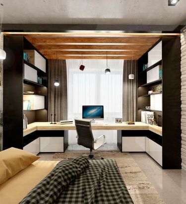 Дизайн комнаты спальня рабочий кабинет