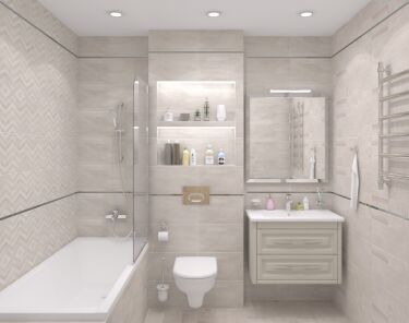 Дизайн ванной и туалета в светлых тонах