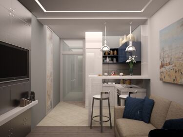 Квартира дизайнера на 33 кв.м. Дизайн проект однокомнатной квартиры