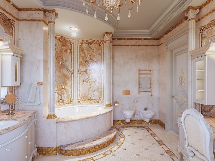 Интерьер ванной комнаты в американском стиле - 74 фото
