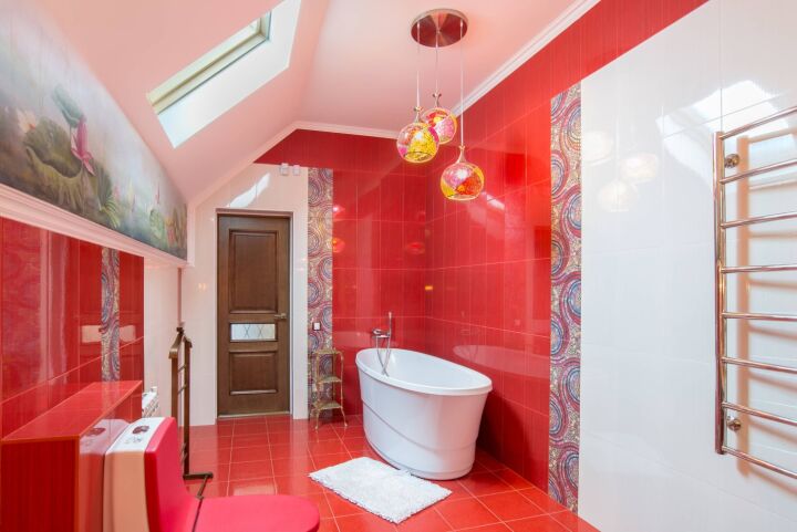 Красная мебель в ванной комнате в (77 фото)