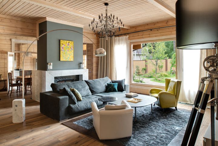 Создаем красивый дизайн интерьера внутри деревянного дома, фото примеров