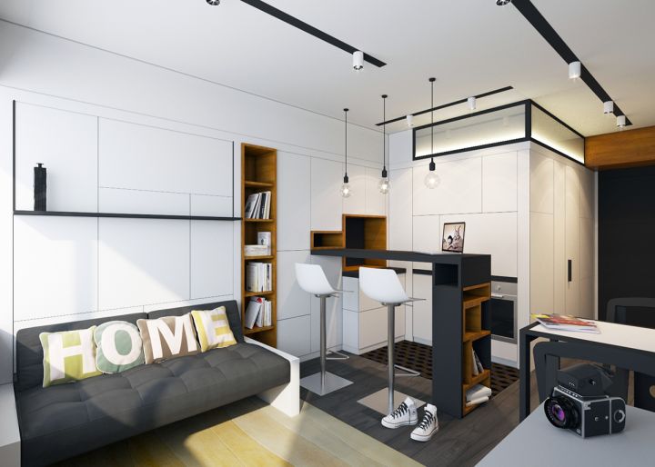 Идеи дизайна квартиры студии 30 кв. м. (с фото)