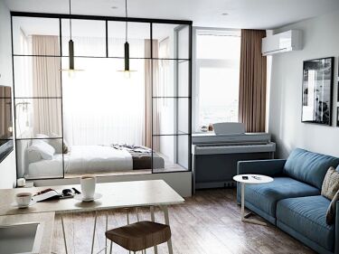 Дизайн интерьера квартиры-студии: фото и планировки