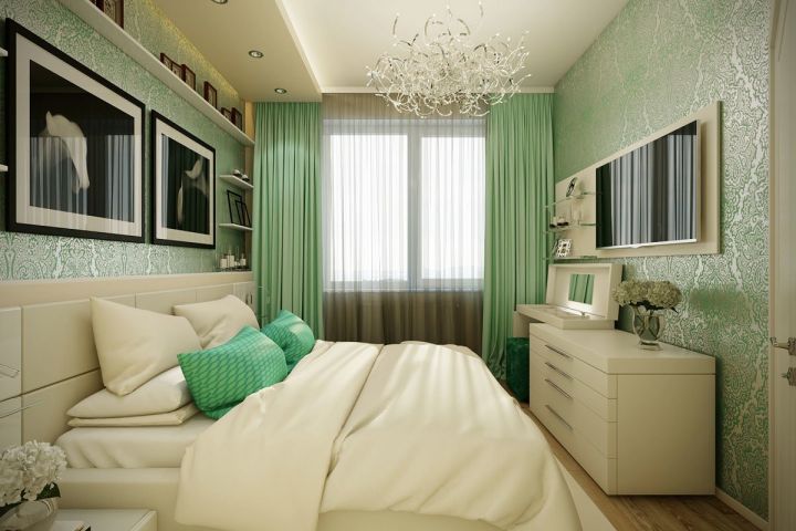 Дизайн спальни 12 кв. м в современном стиле. Фото 2023