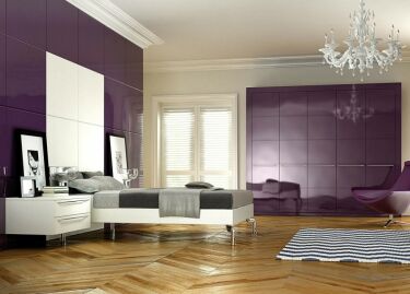 Фиолетовый дизайн спальни