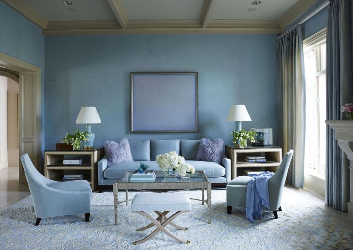 Синяя гостиная: дизайн интерьера гостиной в синих тонах, 30+ фото
