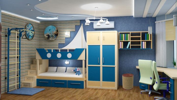 Дизайн детской спальни для мальчика - интерьер комнаты для ребенка с примерами фото