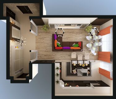 Дизайн-проекты квартир-студий в стиле современный