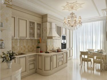 Дизайн кухни в классическом стиле, реальные фото.