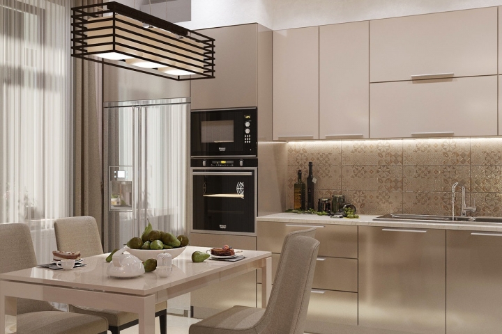 Дизайн кухни в современном стиле в светлых тонах фото 10 кв м