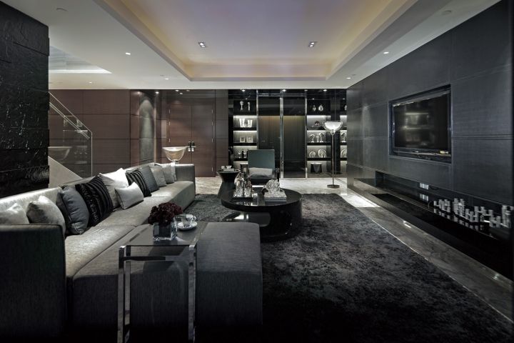 Черный цвет в дизайне гостиной