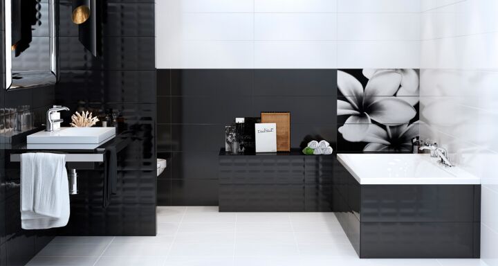 Стильная черно-белая ванная комната