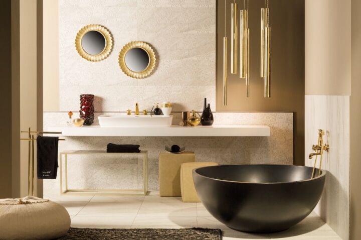 Позолота в дизайне современной ванной