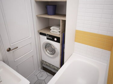 Дизайны маленькой ванной с машинкой
