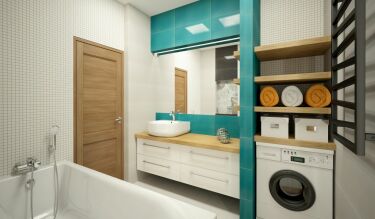 Дизайны маленькой ванной с машинкой