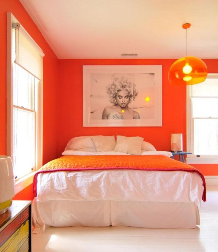 Спальня в оранжевой палитре