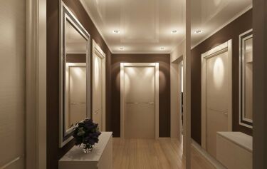 Дизайн коридора пол коричневый