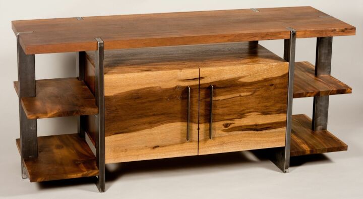 Тумба для ТВ из металла и дерева в стиле лофт