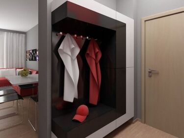 Стенка в прихожую в современном стиле со шкафом для одежды
